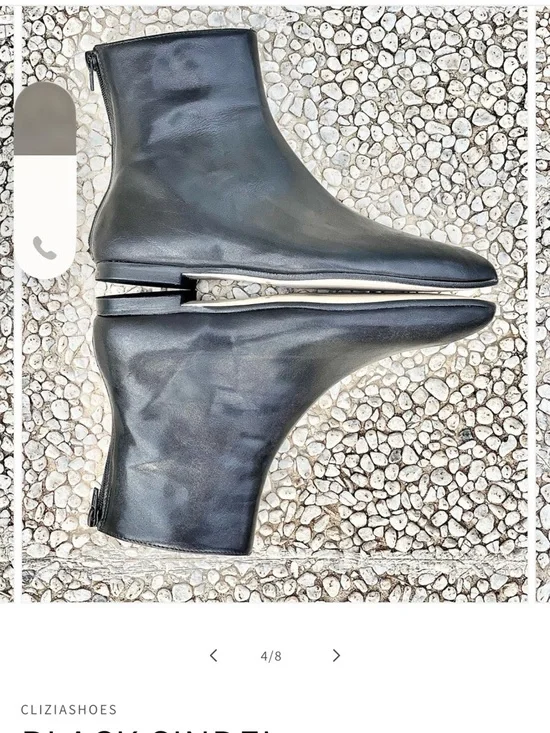 NWOT Clizia Italian booties. Black-European size 40. Leather upper and lining. - Picture 2 of 11